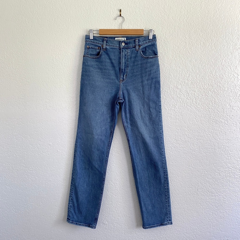 Abercrombie & Fitch The Ankle Straight Ultra High Rise Jean Medium Wash Denim 29